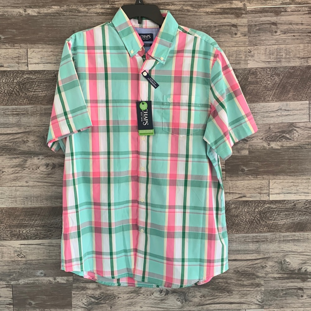 NWT Chaps Stretch Short Sleeve Button Down